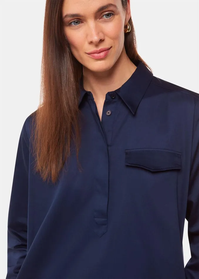 Women Dresses Whistles Navy Lara Cotton Shirt Dress