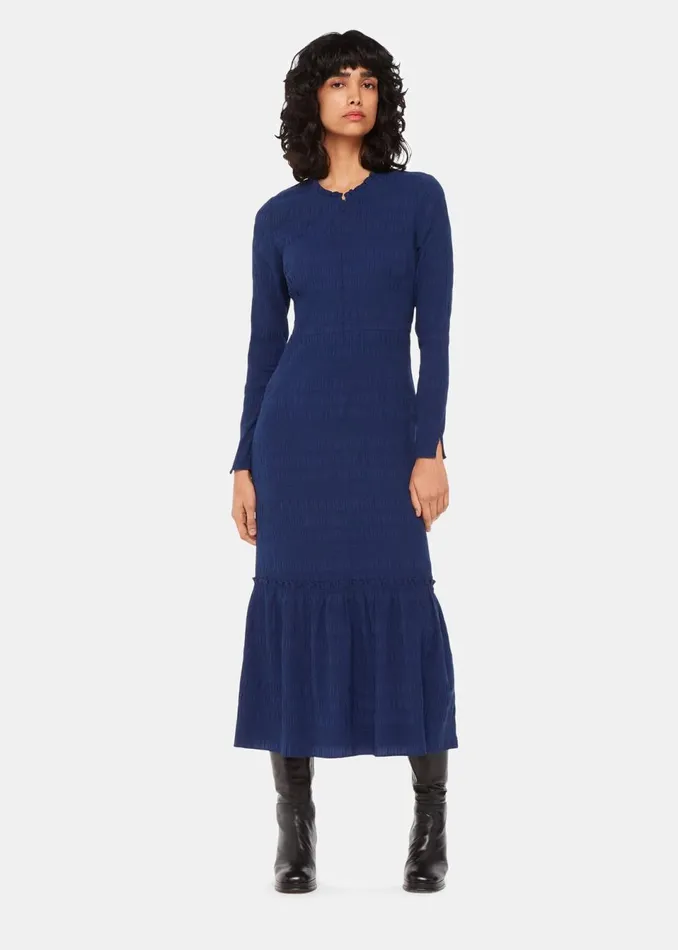 Women Dresses Whistles Navy Mila Textured Dress