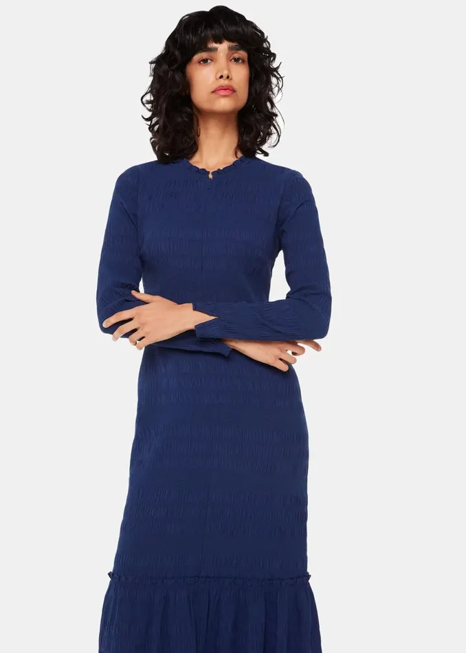 Women Dresses Whistles Navy Mila Textured Dress