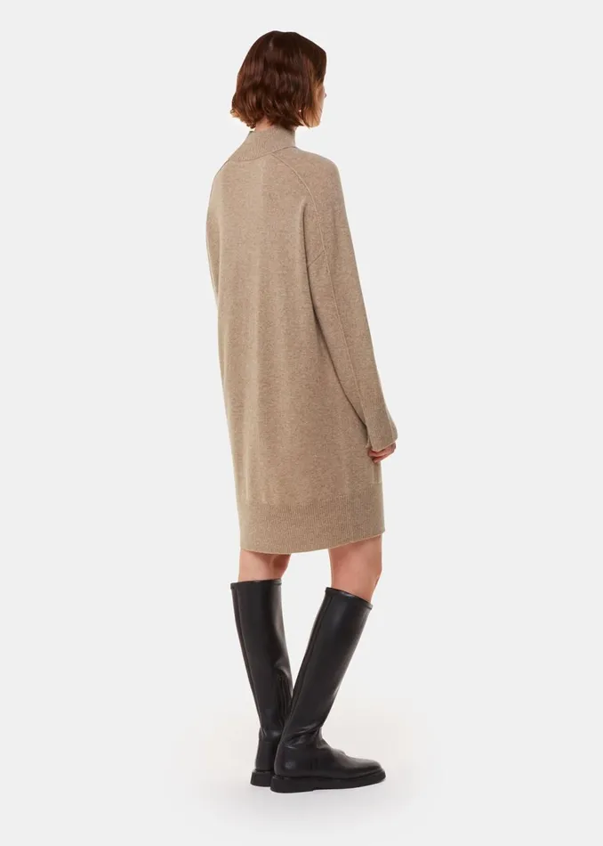 Women Dresses Whistles Oatmeal Cashmere Funnel Neck Dress