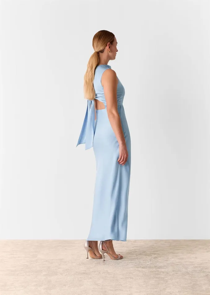 Women Dresses Whistles Pale Blue Cowl Neck Satin Maxi Dress