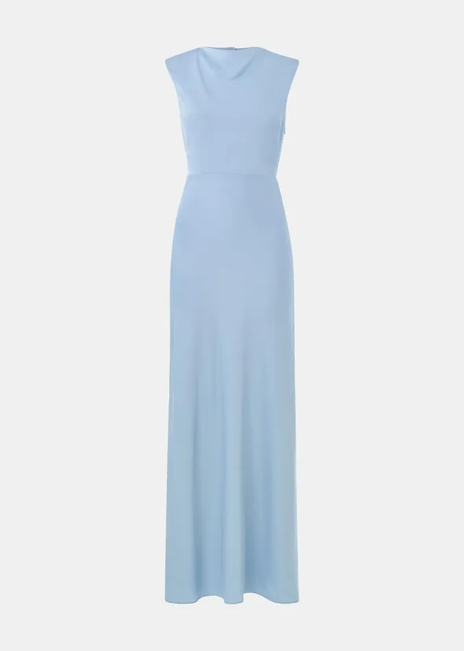 Women Dresses Whistles Pale Blue Cowl Neck Satin Maxi Dress
