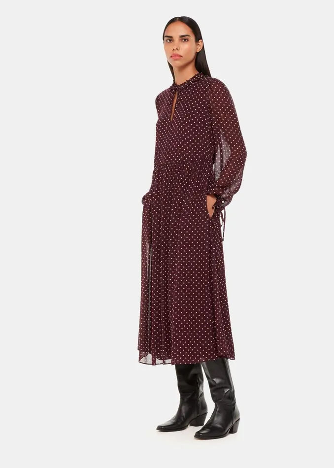 Women Dresses Whistles Spot Print Trapeze Midi Dress