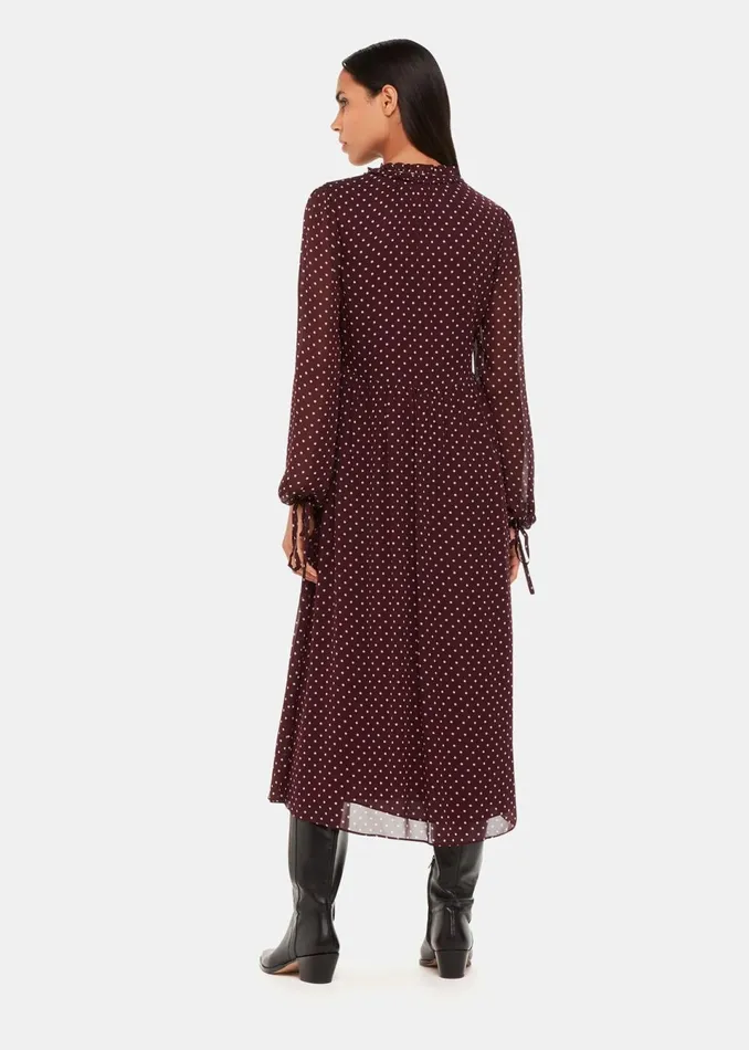 Women Dresses Whistles Spot Print Trapeze Midi Dress