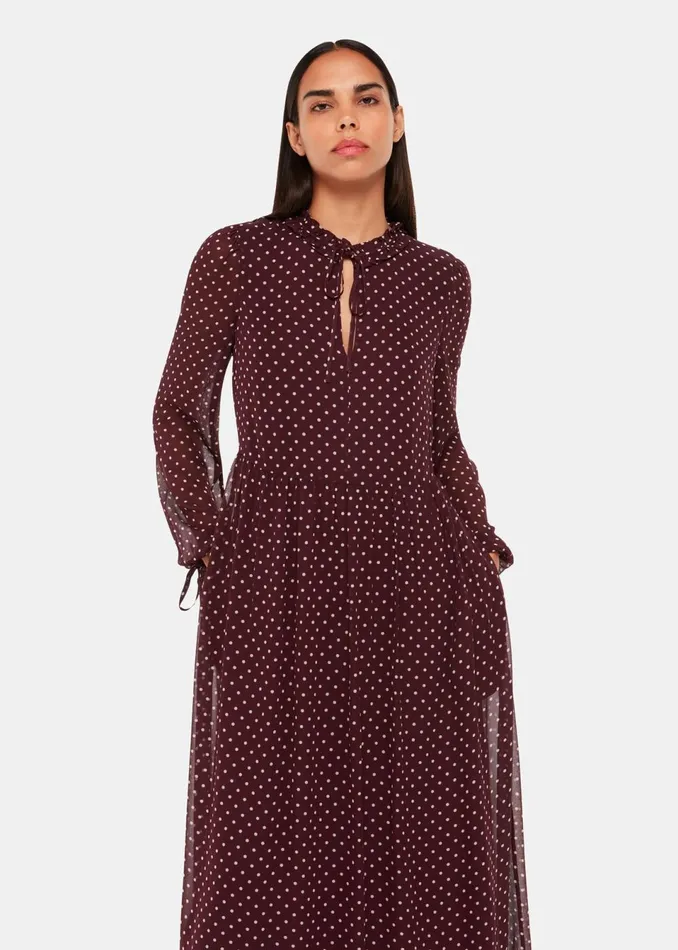 Women Dresses Whistles Spot Print Trapeze Midi Dress