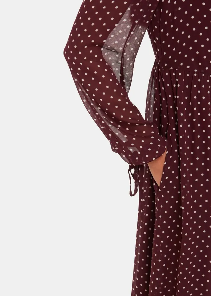 Women Dresses Whistles Spot Print Trapeze Midi Dress