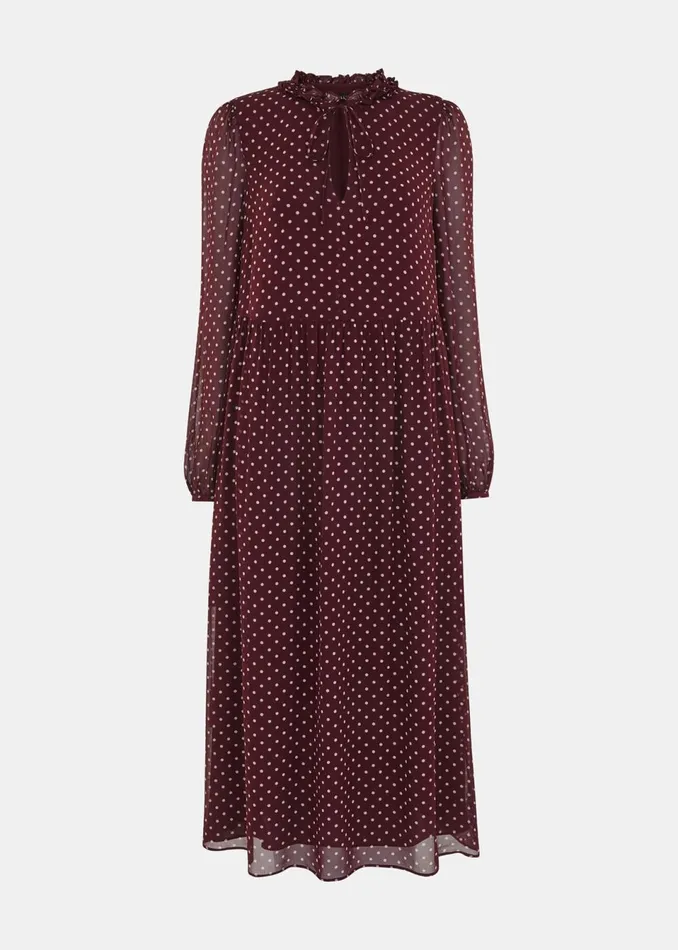 Women Dresses Whistles Spot Print Trapeze Midi Dress