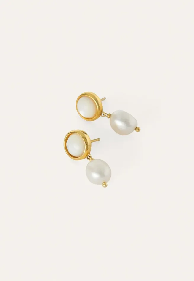 Women Drop Earrings Golden Pearl Poetry Fashion Jewellery