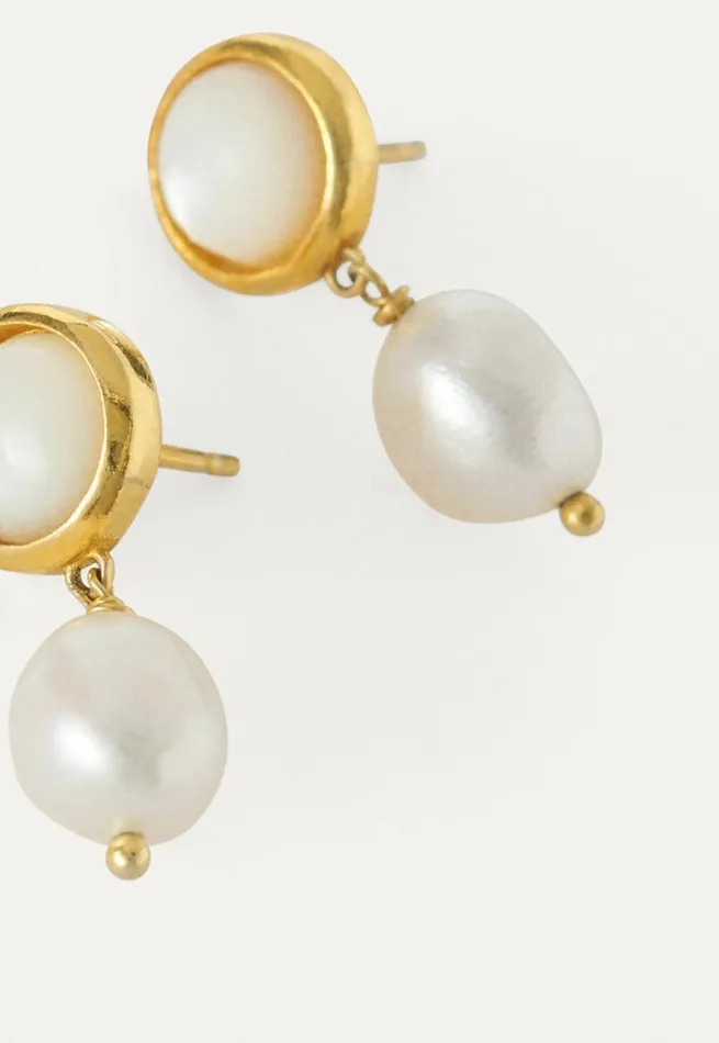 Women Drop Earrings Golden Pearl Poetry Fashion Jewellery