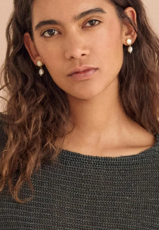 Women Drop Earrings Golden Pearl Poetry Fashion Jewellery