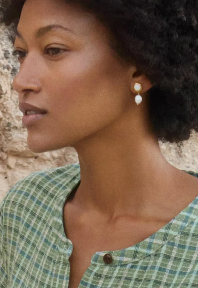 Women Drop Earrings Golden Pearl Poetry Fashion Jewellery