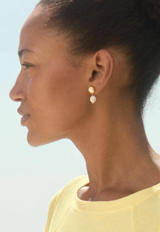 Women Drop Earrings Golden Pearl Poetry Fashion Jewellery