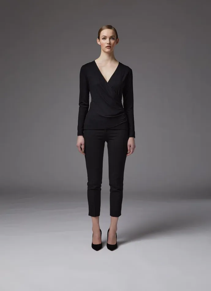 Women Eames Black Jersey Wrapover Top Black LKBennett Tops