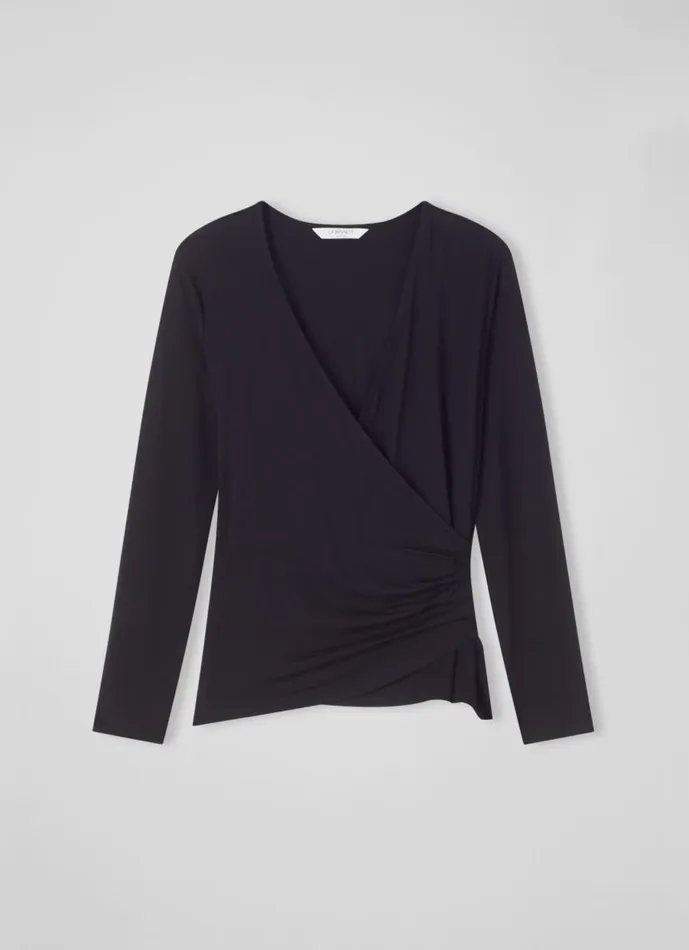 Women Eames Black Jersey Wrapover Top Black LKBennett Tops