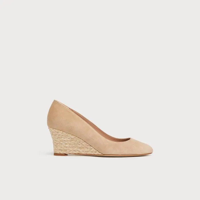 Women Eevi Beige Suede Espadrille Wedges Beige LKBennett Court Shoes