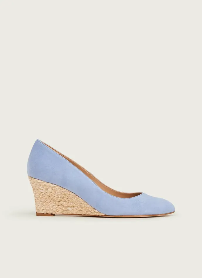 Women Eevi Pale Blue Suede Espadrille Wedges Blue LKBennett Court Shoes