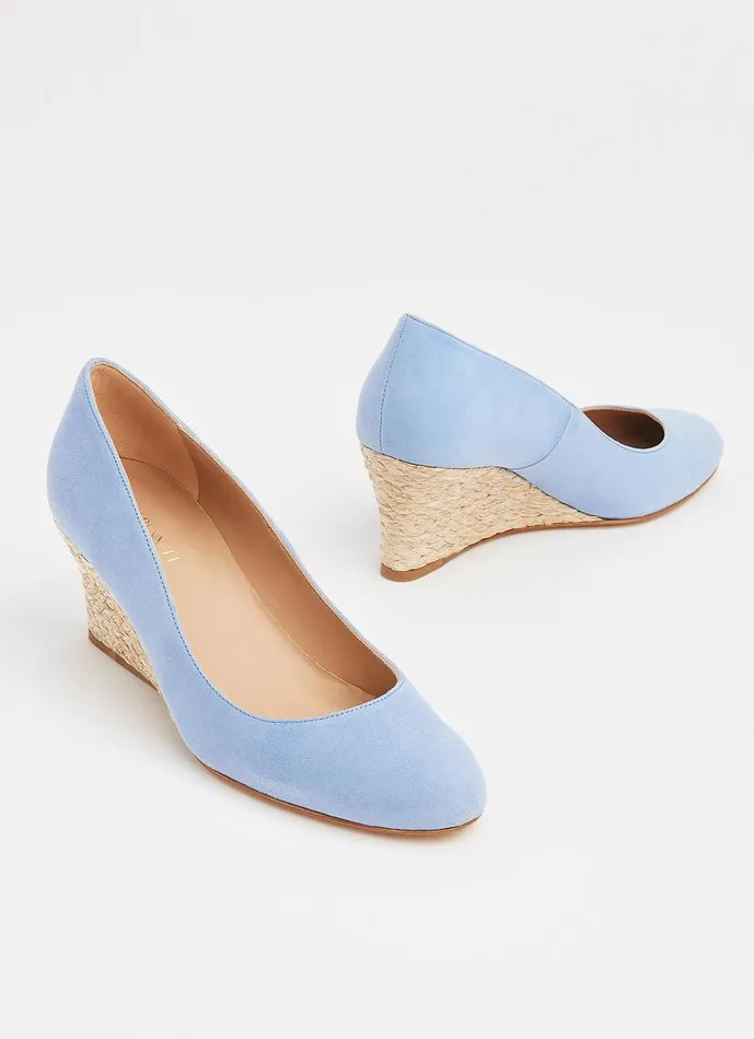 Women Eevi Pale Blue Suede Espadrille Wedges Blue LKBennett Court Shoes Women Eevi Pale Blue Suede Espadrille Wedges Blue LKBennett Court Shoes