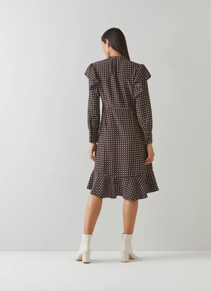 Women Elizabeth Brown And Cream Polka Dot Silk Dress Brown LKBennett Dresses Women Elizabeth Brown And Cream Polka Dot Silk Dress Brown LKBennett Dresses