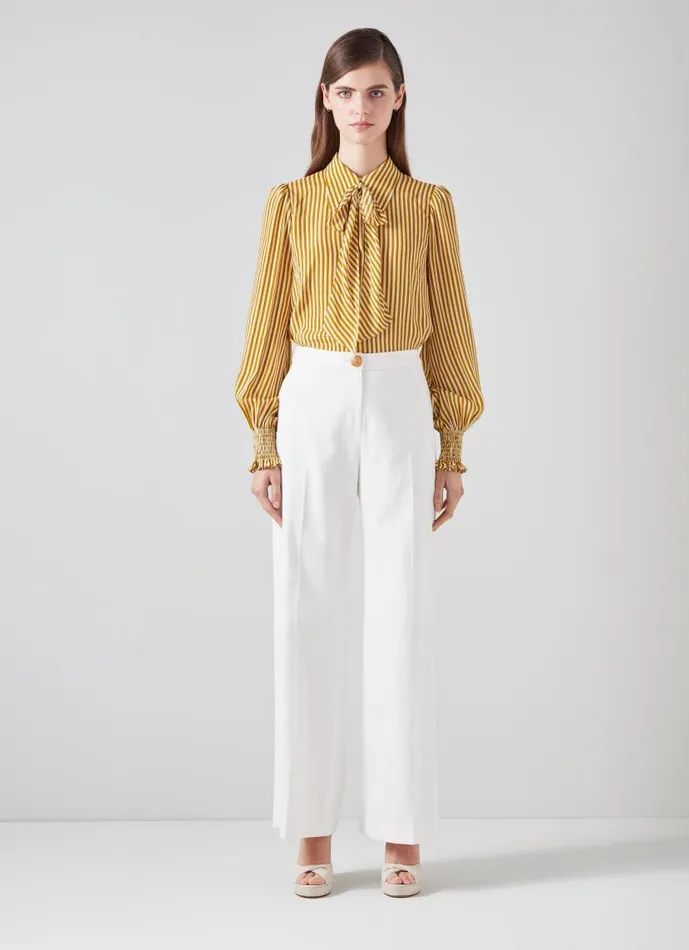 Women Emilia Camel And Cream Stripe ViscoseSilk Blouse Multi LKBennett Tops Women Emilia Camel And Cream Stripe ViscoseSilk Blouse Multi LKBennett Tops