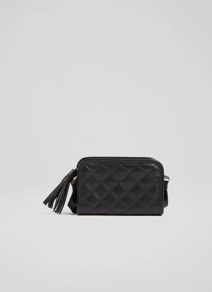 Women Emma Black Leather Quilted Crossbody Bag LKBennett CrossBody Bags