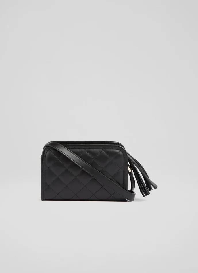 Women Emma Black Leather Quilted Crossbody Bag LKBennett CrossBody Bags Women Emma Black Leather Quilted Crossbody Bag LKBennett CrossBody Bags