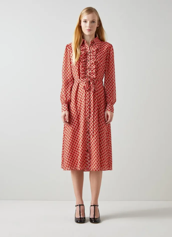 Women Ensor Red Graphic Print Shirt Dress Multi LKBennett Dresses Women Ensor Red Graphic Print Shirt Dress Multi LKBennett Dresses