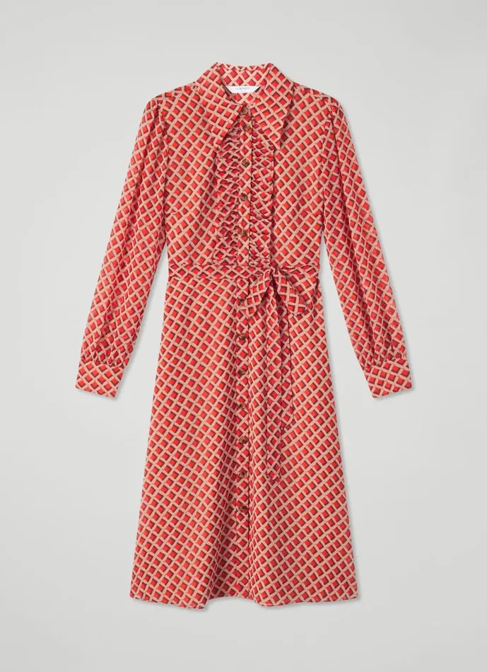 Women Ensor Red Graphic Print Shirt Dress Multi LKBennett Dresses Women Ensor Red Graphic Print Shirt Dress Multi LKBennett Dresses