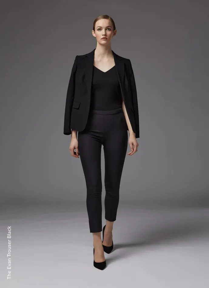 Women Evan Black Crepe SlimCut Trousers Black LKBennett Trousers