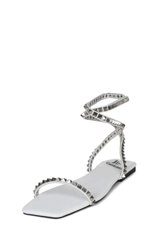 Women Flat Jeffrey Campbell LUXOR White Silver