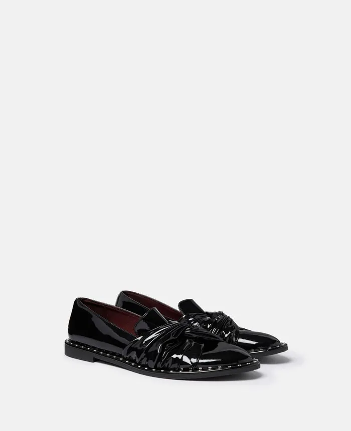 Women Flats Stella McCartney Falabella Twisted AlterMat Loafers Midnight Black