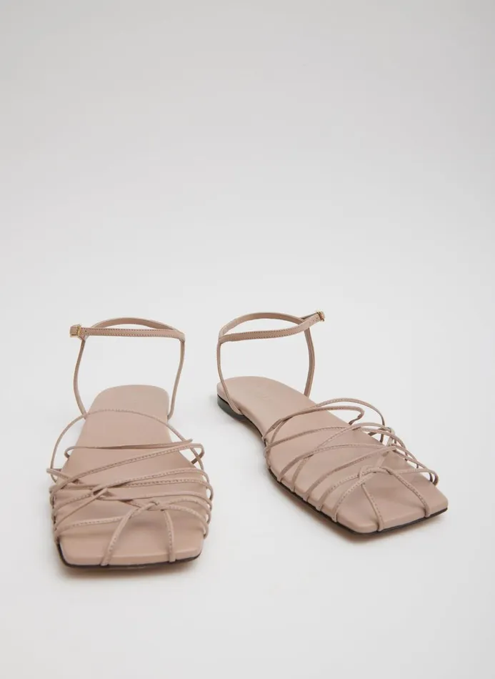 Women Flats Tibi Berneice Kidskin Sandal Nude