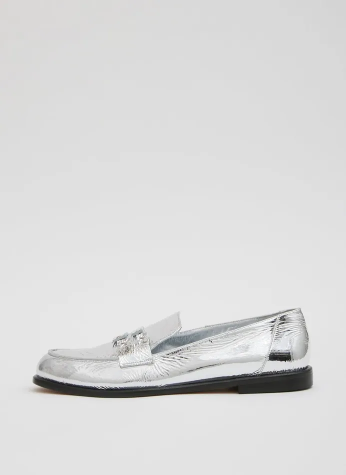 Women Flats Tibi Nacho Metallic Loafer Silver