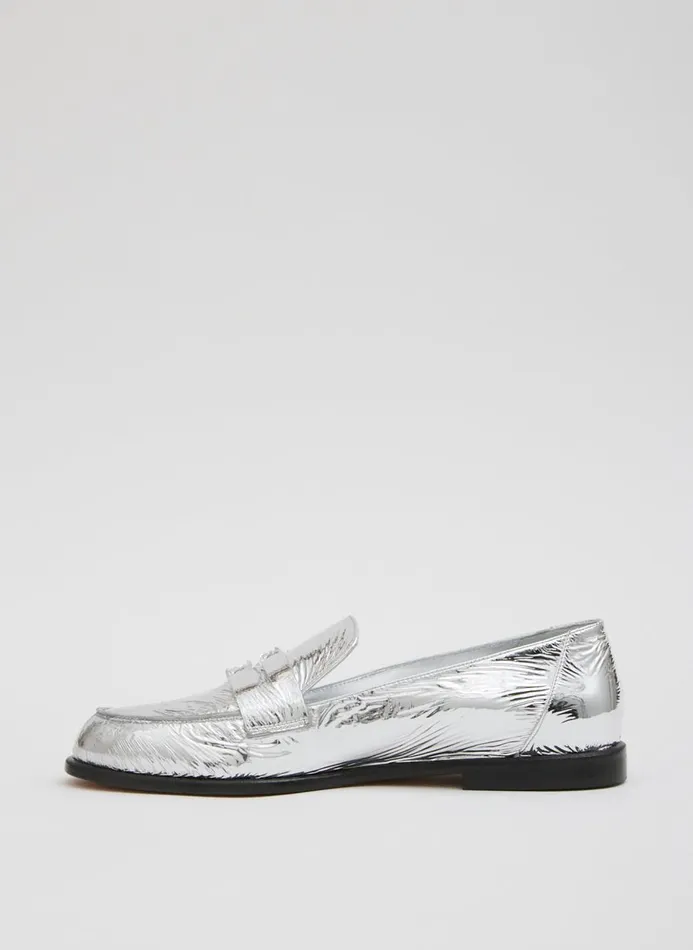 Women Flats Tibi Nacho Metallic Loafer Silver
