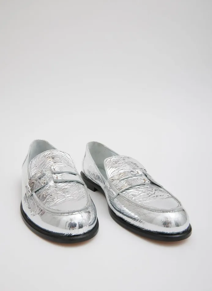 Women Flats Tibi Nacho Metallic Loafer Silver