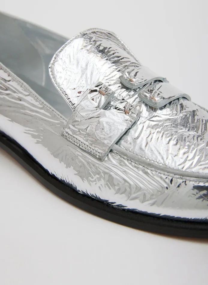 Women Flats Tibi Nacho Metallic Loafer Silver
