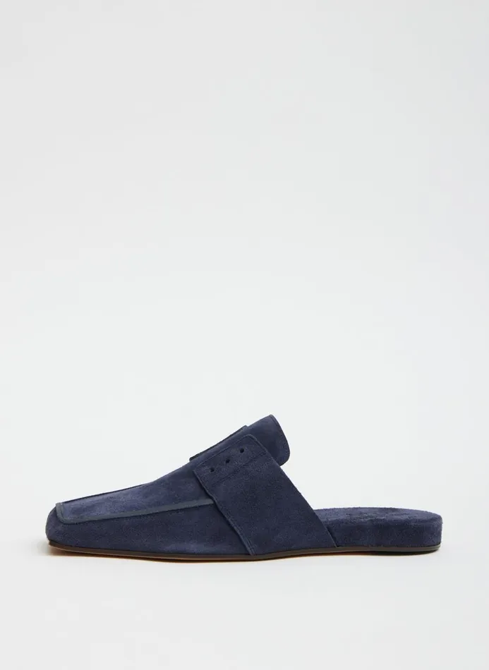 Women Flats Tibi Suede Granger Slide Navy