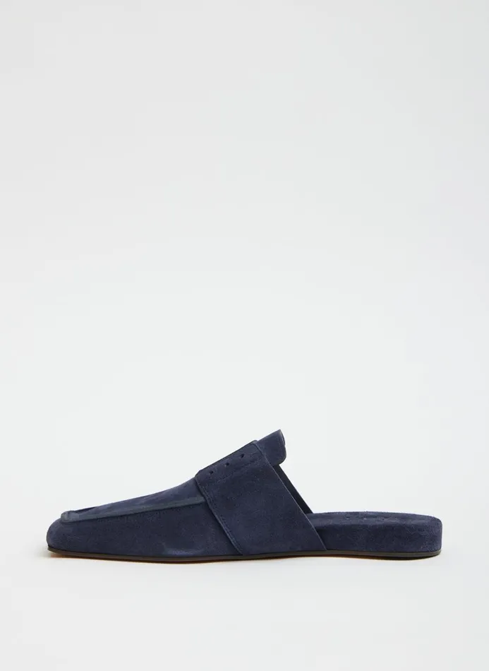 Women Flats Tibi Suede Granger Slide Navy