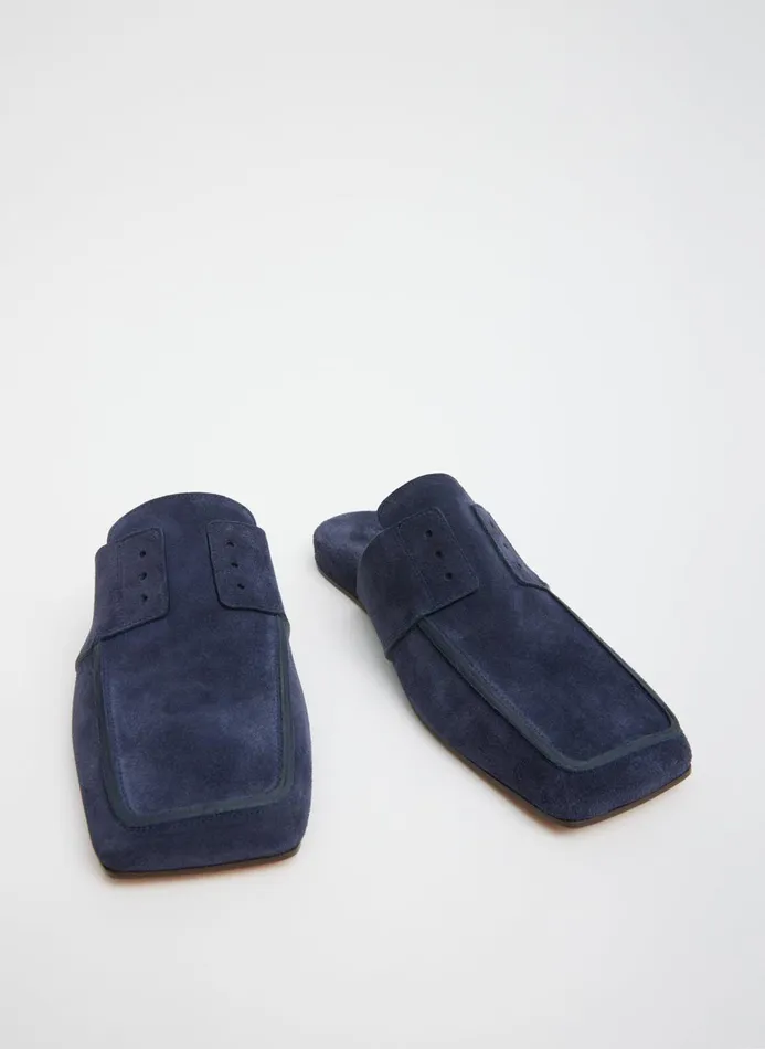 Women Flats Tibi Suede Granger Slide Navy