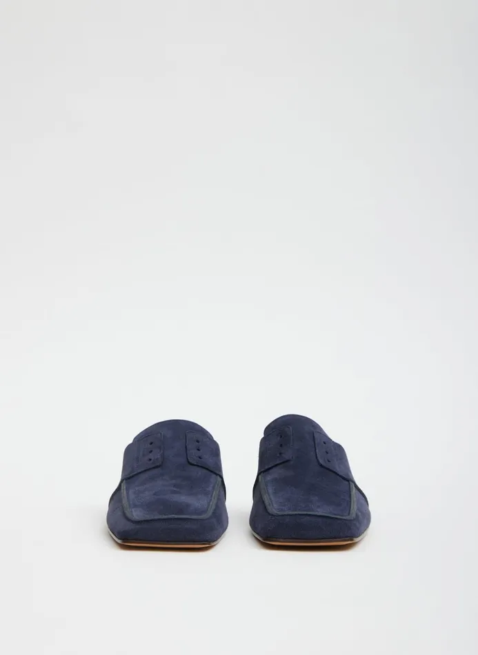 Women Flats Tibi Suede Granger Slide Navy