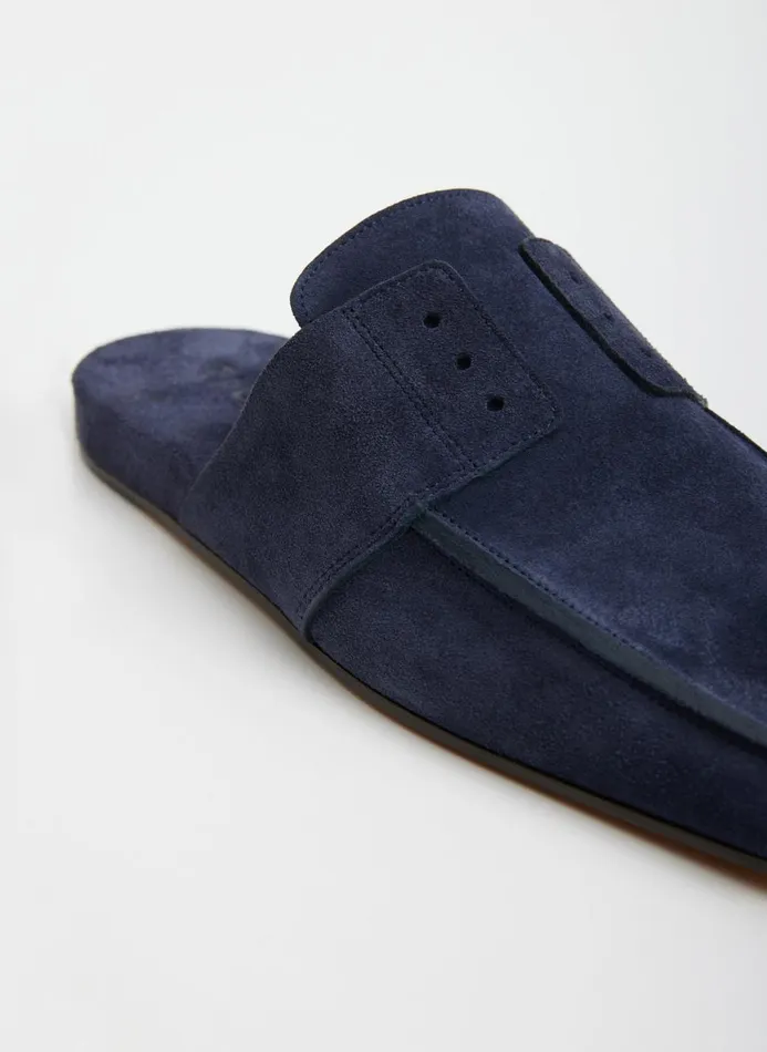 Women Flats Tibi Suede Granger Slide Navy
