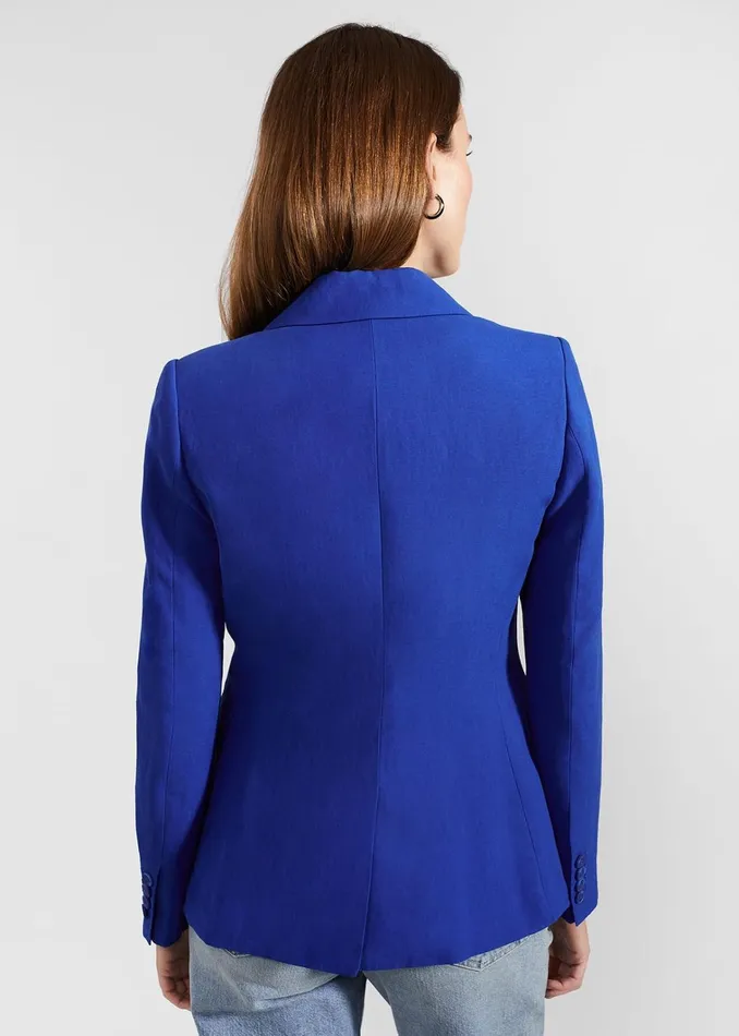 Women Fletcher Silk Linen Jacket Lapis Blue Hobbs Coats and Jackets