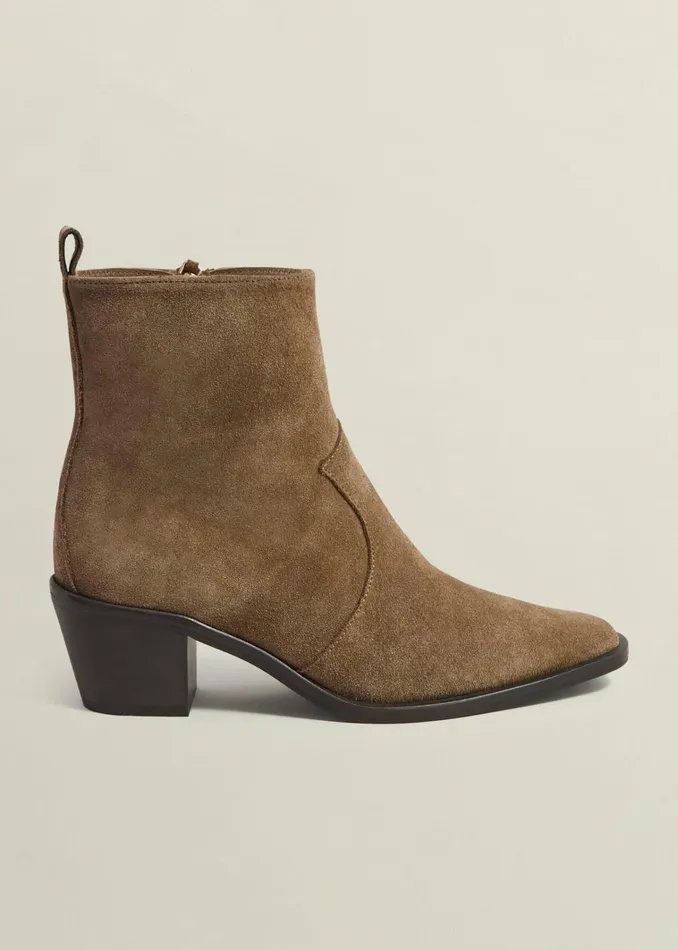 Women Frankie Suede Western Boots Dark Tan Hobbs Boots