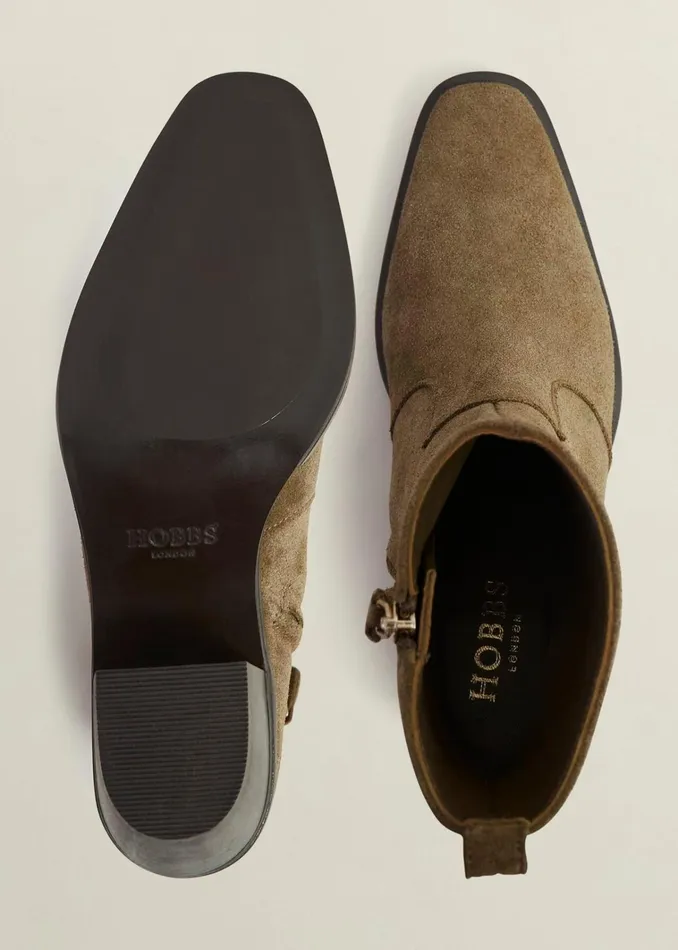Women Frankie Suede Western Boots Dark Tan Hobbs Boots