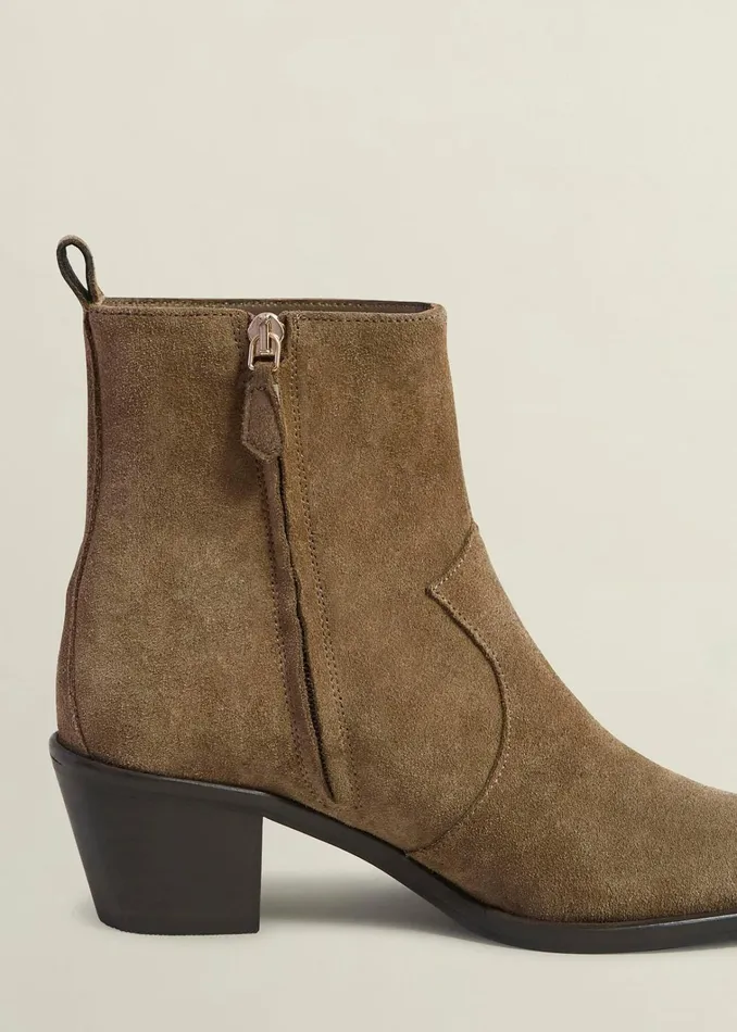 Women Frankie Suede Western Boots Dark Tan Hobbs Boots