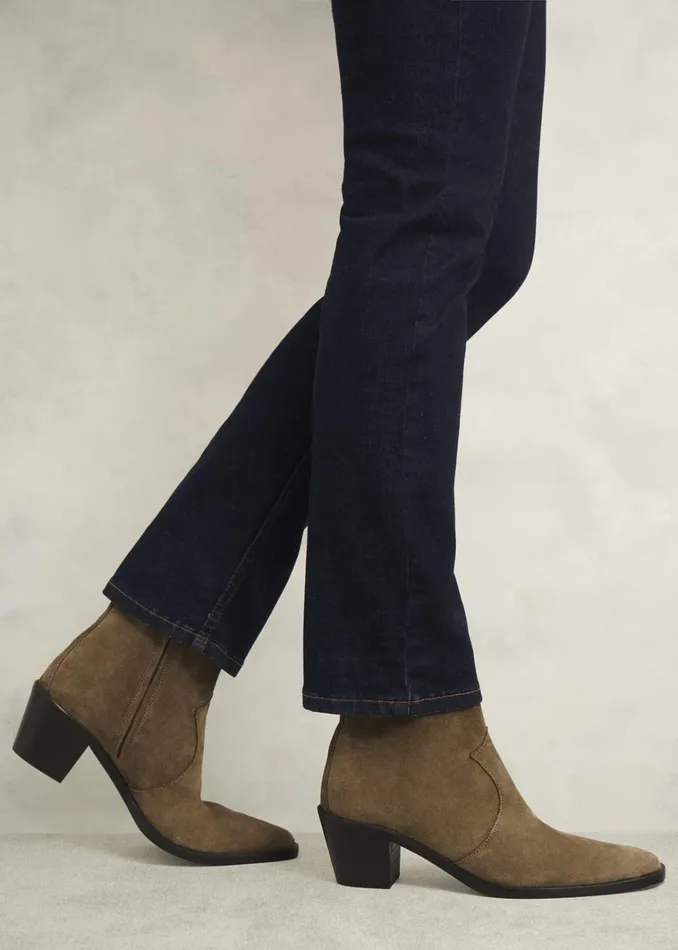 Women Frankie Suede Western Boots Dark Tan Hobbs Boots