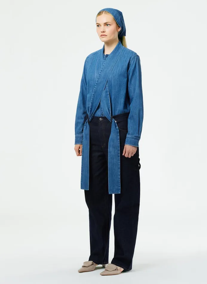 Women Fundamentals Tibi Indigo Denim Slouchy Carpenter Jean Dark Denim