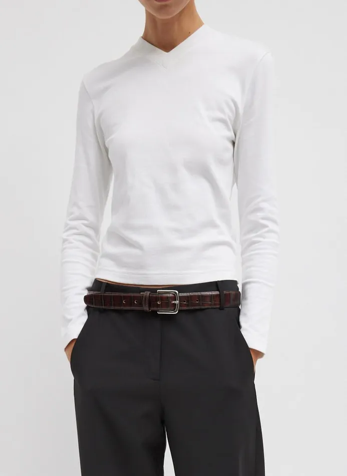 Women Fundamentals Tibi Perfect TShirt Shrunken VNeck White