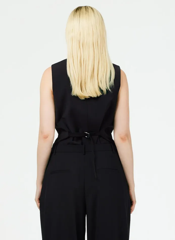 Women Fundamentals Tibi Tropical Wool Vest Black