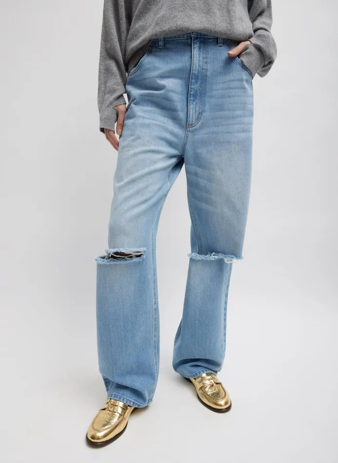 Women Fundamentals Tibi Vintage Wash Denim Ryder Jean Vintage Blue
