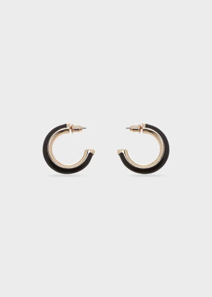 Women Gemma Hoop Earrings Black Gold Hobbs Jewellery